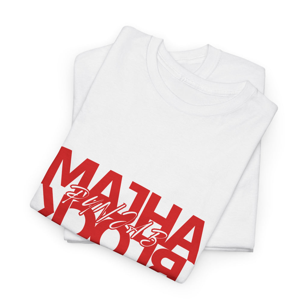 Graphic Tee — "Majha Block" Red Mirror Text Cotton T‑Shirt